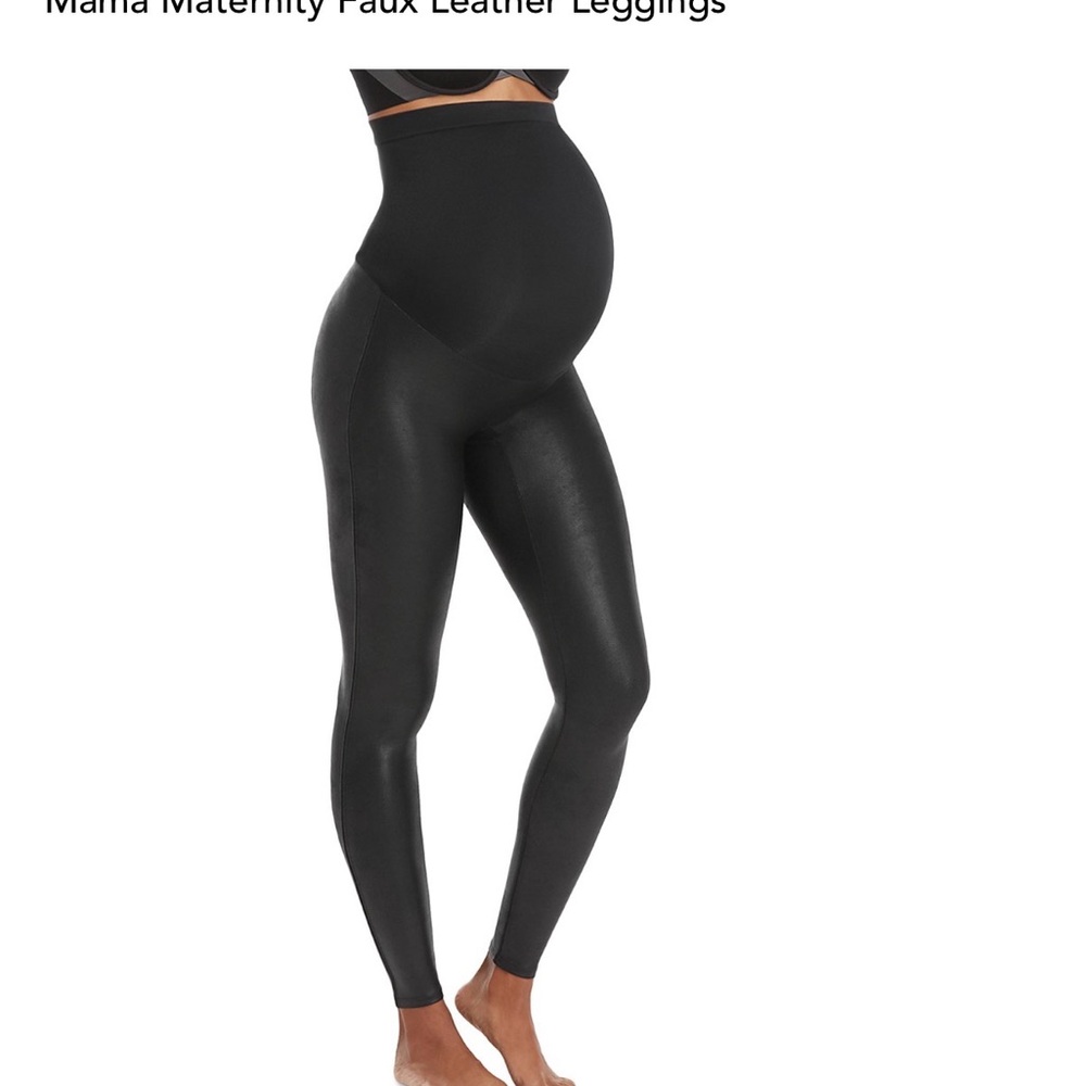 Spanx Maternity Faux Leather Leggings - Black - size small